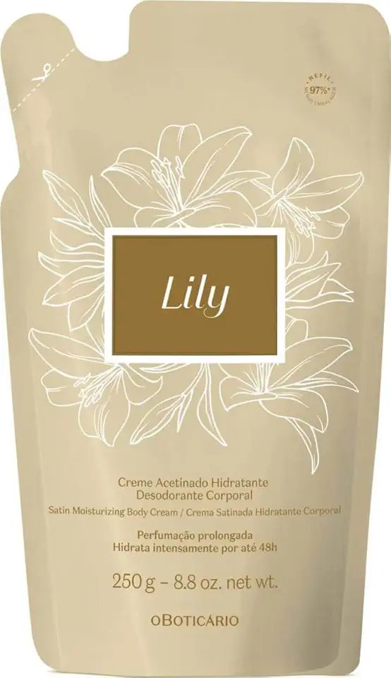 Refil Creme Acetinado Desodorante Hidratante Corporal Lily 250g