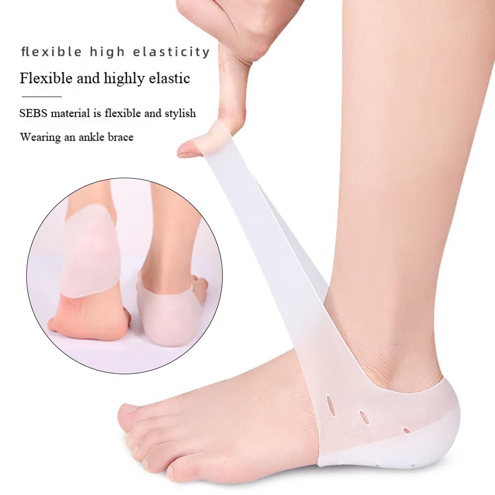 4 almohadillas de silicona para el talón, protección plantillas espolón calcáneo, adecuadas para fascitis plantar, fascitis plantar, espolones calcáneos, tobillos hinchados, alivia