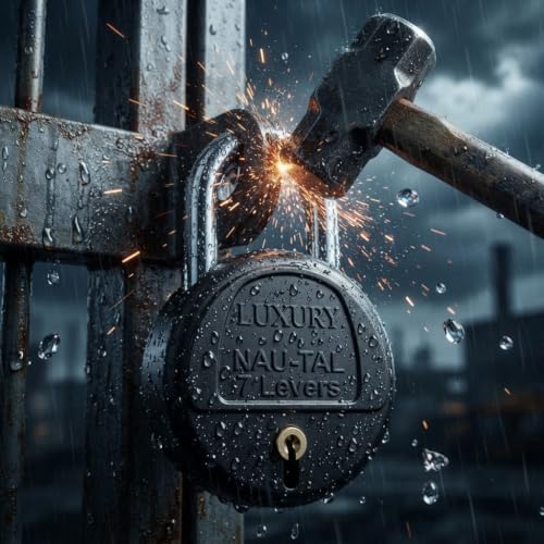 Image of Luxury Nau-tal Round Lock 50mm 5 Padlock with 6 Same Keys 7 Steel Levers Double Locking, Shackle Lock and Keys for Home Door Shutter Shop Office Main Gate Matt Black Finish Pack of 5