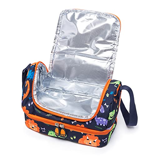 Kit Mochila de Carrinho Menino Lancheira Estojo Dino