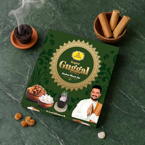 Image of TwoHands Kapur Guggal Sambrani Dhoop Cups for Pooja (36 Cups) | Kapur Guggal Loban Cup Dhoop | Natural Havan Dhoop Cups for Home, Meditation & Festivals | Pack of 3x12 + Free Burner Plate