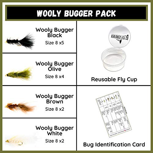 Image of Ventures Fly Co. | Baker's Dozen Packs | 13 Premium Hand-Tied Fly Fishing Flies | Water-Proof Fly Cup Included | Dry, Wet, Nymph, Streamer, Terrestrial | Perfect for Trout and Bass!