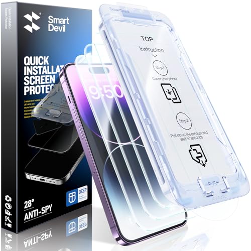 SMARTDEVIL 2 Pack Screen Protector for iPhone 14 Pro Max (6.9 Inch) Tempered Glass, HD Clear Film, Easy Installation, Dust-Free & Bubble-Free