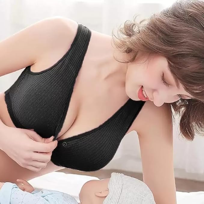 Image of Fashiol Women Cotton Soft Maternity Bra Front Open | Nursing Bra with Easy Frpnt Closure | Non Wired Padded Breastfeeding Bra | Comfortable Bra