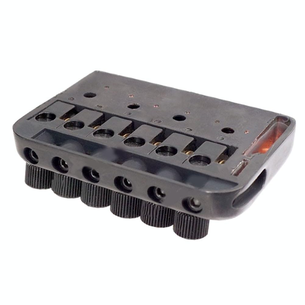 Puente de guitarra eléctrica sin cabeza de 6 cuerdas, sillín fijo con tornillos de tuerca de bloqueo y llaves para piezas de repuesto, color negro