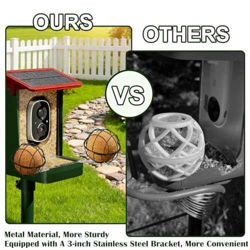Metal Suet Ball Holder, Black Bird Suet Ball Cage Durable Bird Feeder Accessories with 5mm Screw Hole and 2PCS Perch Extender Compatible with Outdoor Smart Feeders (2 PCS-Dia 3.15\", Dia 2.75\") - Thumbnail 4