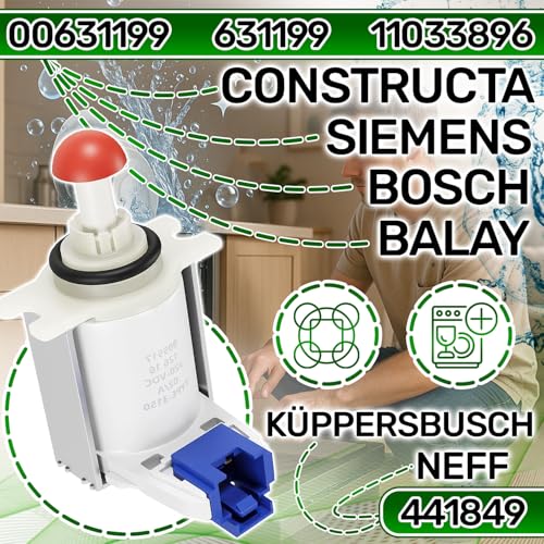 ONIX TECH Ablaufventil für Geschirrspüler 63 x 44 x 38 mm - zur Beseitigung von Fehler E19 - mit dem Originalcode 00631199 631199 11033896 für Bosch Spülmaschine für Neff für Siemens - Made IN EU