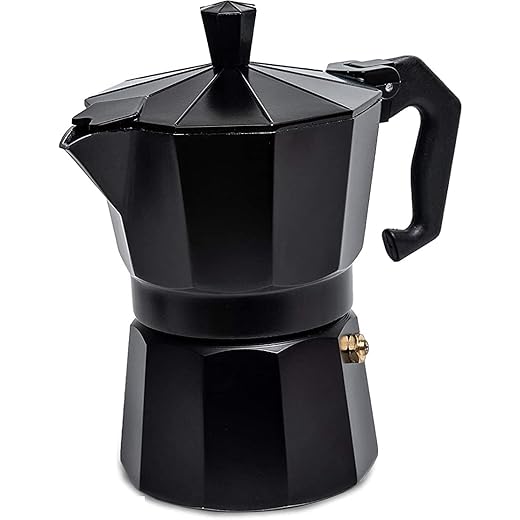 Niralasa Aluminum Stovetop Espresso Maker 6 Cup Moka Pot Percolator Italian Coffee Maker Classic Cafe Maker South Indian Filter Kaapi Coffee Espresso for Gas or Electric Stovetop (Black, 300 ml)