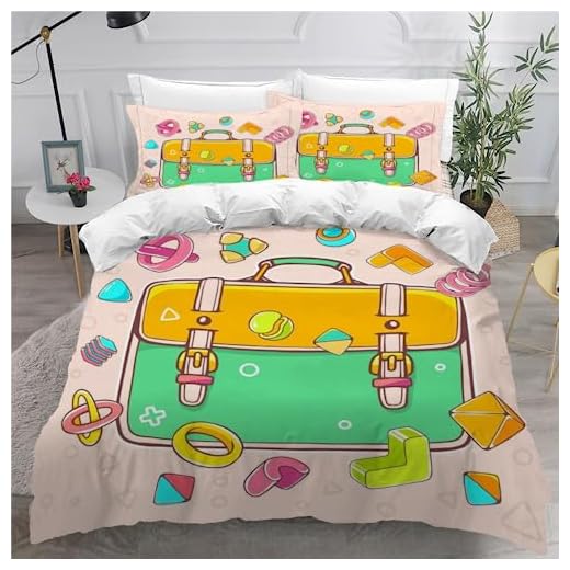 Juego de Ropa de Cama 3 Piezas Graffiti Estampado Nórdico Funda de Edredón y 2 Funda de Almohada Microfibra Poliéster Impresión Respirable Cremallera Diseño Mochila de Colores 260x240cm