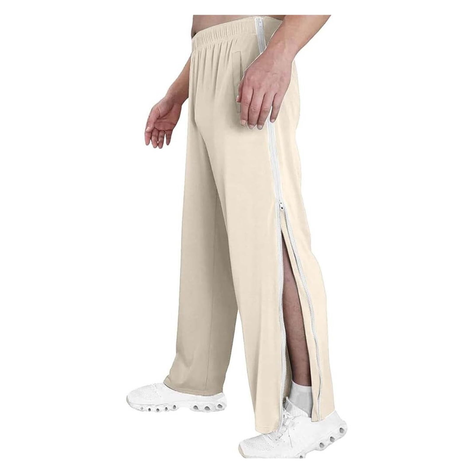 Pantaloni riabilitativi, da uomo e da donna, con apertura laterale, pantaloni da allenamento con cerniera laterale e cerniera sulla gamba larga, pantaloni per il tempo libero, comodi