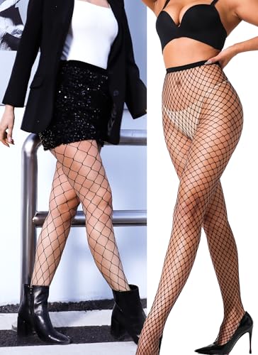 Image of VOAKOW Fishnet Stockings Womens High Waist Fishnet Tights Mesh Stockings For Women