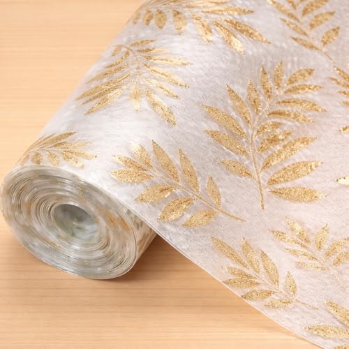 Image of SHOPPOFOBIX Kitchen Mat EVA Food Grade Multipurpose Washable Anti Slip Mat /Sheet for Fridge, Shelf Liner, Table, Kitchen Drawer mat (Golden Leaf)
