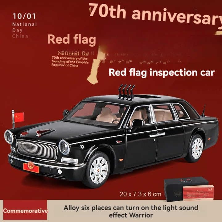 Image of Invite 1 /24 Hongqi Parade L5 Alloy Limousine Luxy Car Model Diecasts Metal Parade Vehicles Car Model Simulation Sound and Light Kids Toys Gift[Black]
