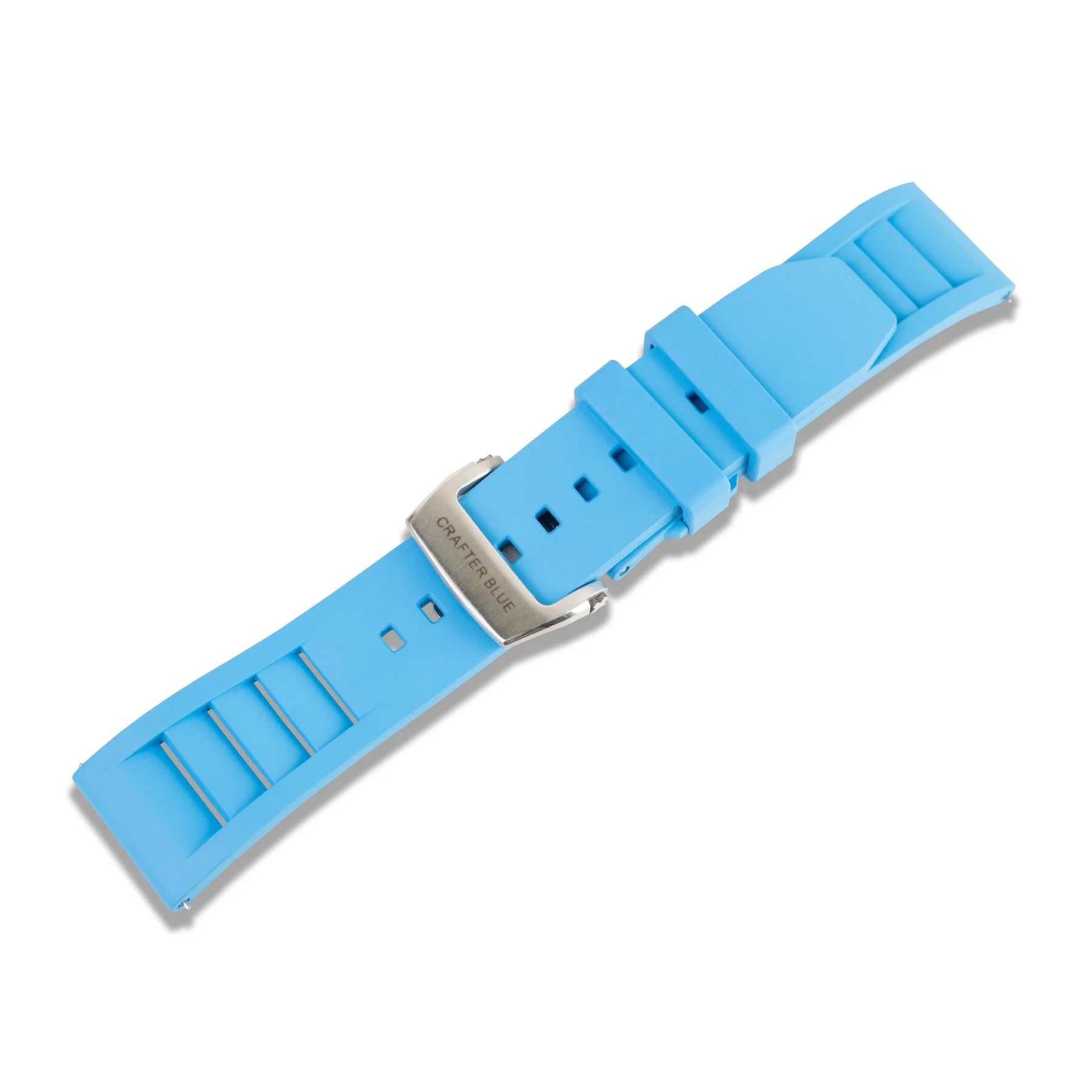 CRAFTER BLUE UX08 Cinturino di ricambio in gomma FKM con chiusura a farfalla con estremità dritta, per tutti gli orologi con anse larghe 20 mm/22 mm