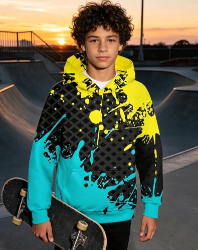 Image of Lovekider Boys Hoodies Sweatshirt Cool 3D Print Pullover with Big Pocket for Kids Fashion Warm Winter 6-16 Years