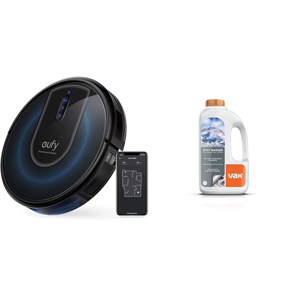 eufy eufy RoboVac G30 Robot Vacuum Cleaner with Smart Dynamic Navigation 2.0, 2000 Pa Strong Suction & Vax SpotWash 1 Litre Solution | For Rugs, Upholstery and Carpets | Use with Vax SpotWashers