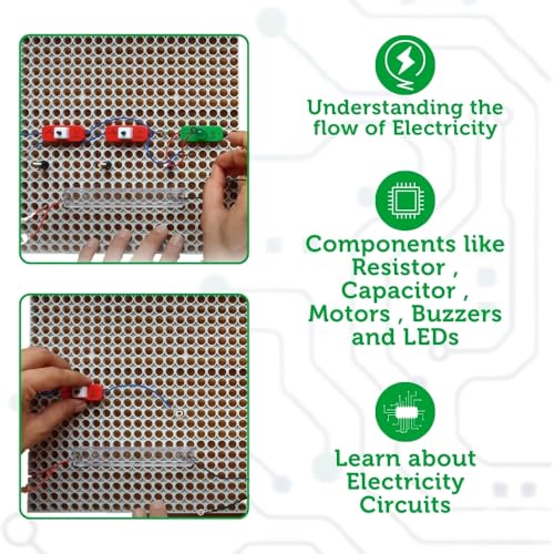 Image of Blix E-Circuits STEM Educational Toy Set, Includes DIY Building Set, Construction Toy Circuit Board, Activity Guide, 24 x 18 cm