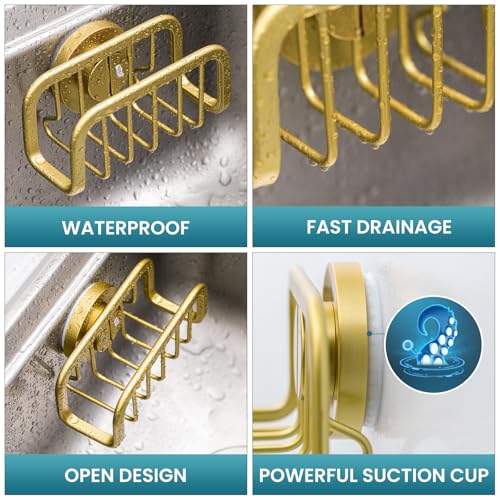 Image of TAILI Gold Sponge Holder for Kitchen Sink with Strong Suction Cup