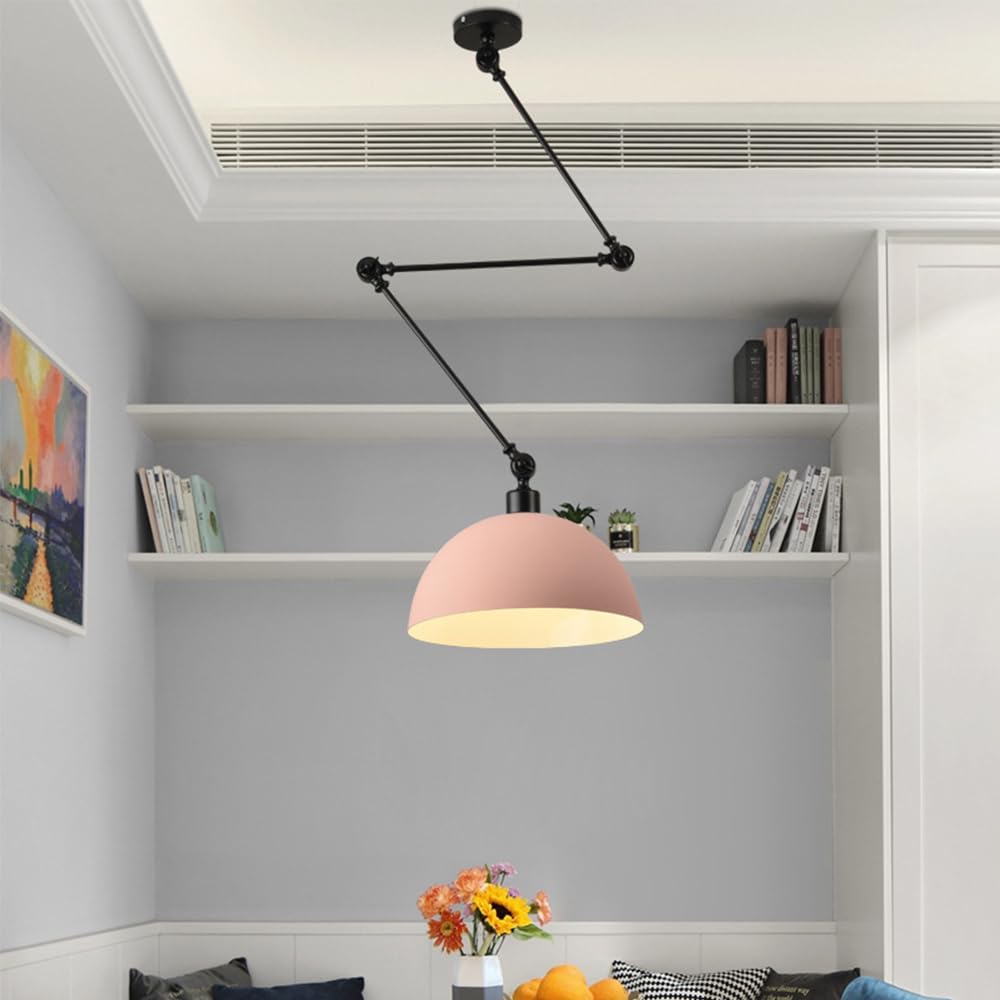 Lampada A Sospensione Industriale Regolabile Mengjay - Braccio Articolato 135 Cm, E27, Per Soggiorno E Sala Da Pranzo