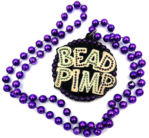 Bead Pimp Mardi Gras Bead Necklace Flash New Orleans Beads Party Ladies Purple Beads
