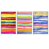 3 Piece Framed Canvas Wall Art Color Block Colorful Canvas Prints Home Artwork Decoration for Living Room,Bedroom - 16