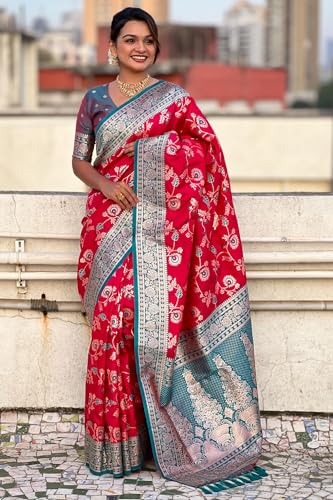 Image of SGF11- Women's Kanjivaram Woven Soft Silk Saree With Blouse Piece