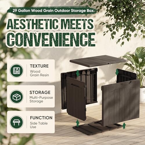 Image of Devoko 29 Gallon Deck Box, Waterproof Resin Outdoor Storage Box