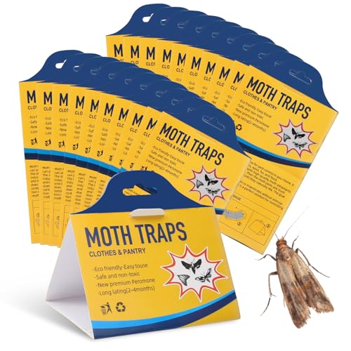 HONMOK - 20 trampas antipolillas textiles antipolillas alimentarias, producto antipolilla de ropa, comida potente para armarios de cocina (larga duración 2-4 meses)