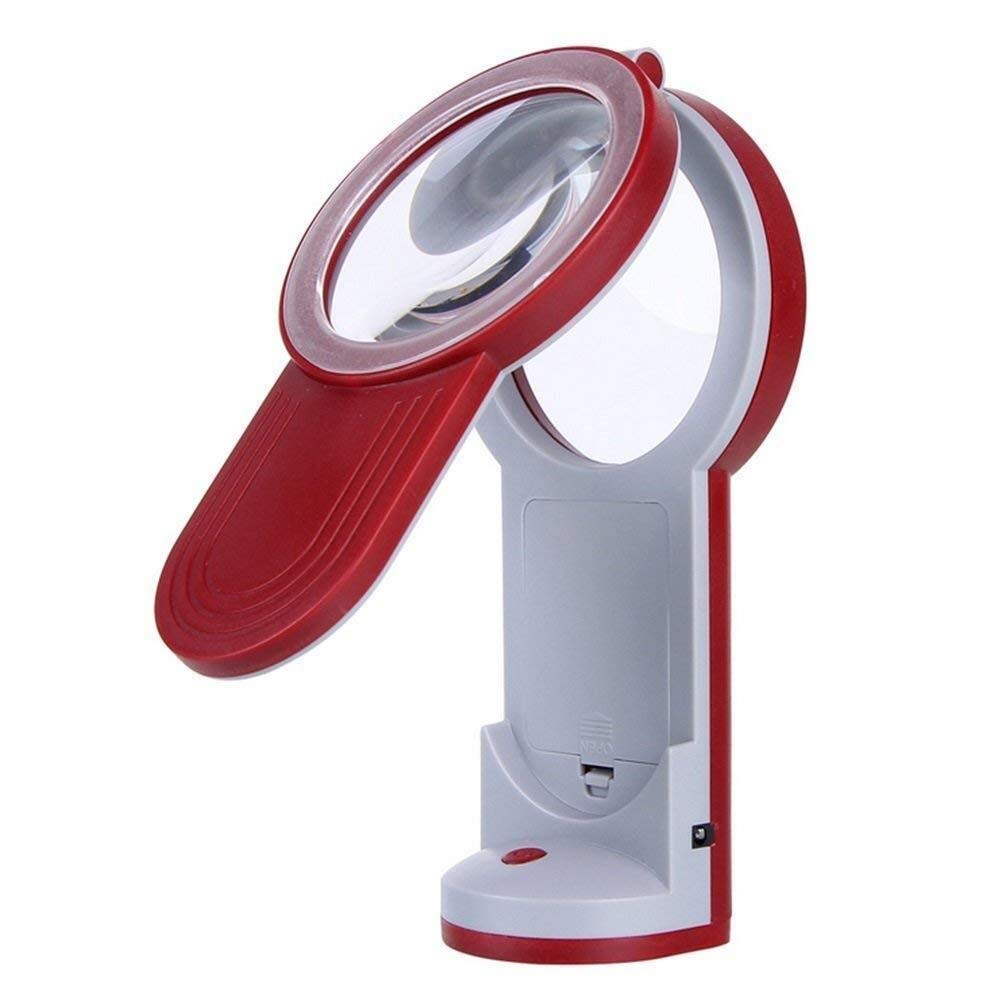 SaryEdge Magnifying glassPortable Magnifying Glass, Handheld Charging LED Lighting lamp Desktop Stand Magnifier 10X20X30X,