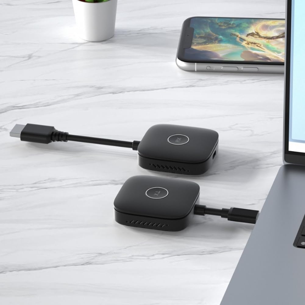 Adattatore di Estensione Video Trasmettitore e Ricevitore Compatibile 1080P 1 Set per Telefono, Laptop, PC A TV, Proiettore.