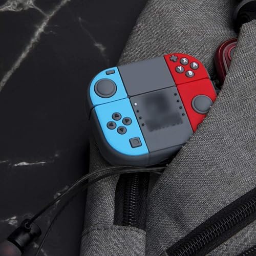 Image of Meyaar Earphone Case Cover Compatible for Realme Buds T300, Soft Silicone Skin Case Cover Shock-Absorbing Protective Case with Keychain (Front LED Visible) (Console Blue)