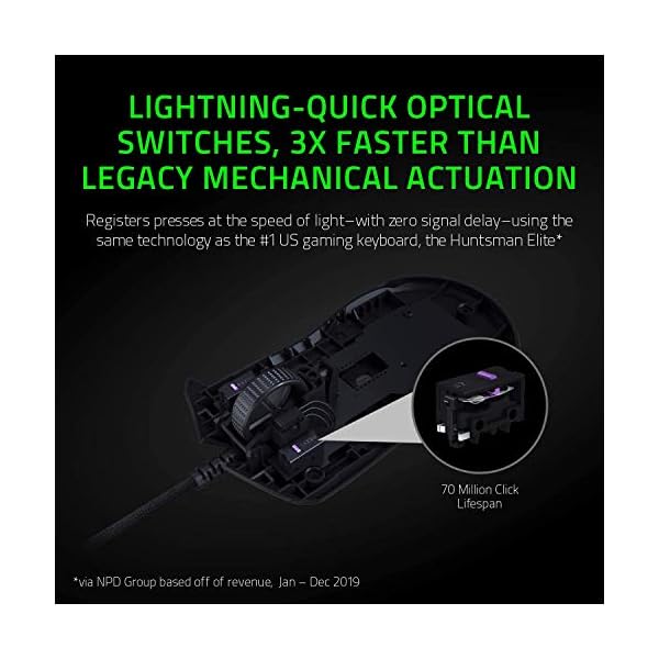 Razer Viper Ultralight Ambidextrous Wired Gaming Mouse: Fastest Mouse Switch in Gaming - 16,000 DPI Optical Sensor - Chroma RGB Lighting - 8 Programmable Buttons - Drag-Free Cord - Image 6