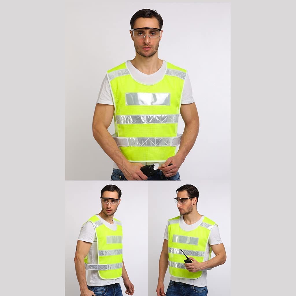 TOMYEUS Chaleco de Seguridad Transpirable de Alta Visibilidad Chaleco Reflectante de Carretera de construcción Nocturna Unisex Traje Reflectante de 3 Paquetes