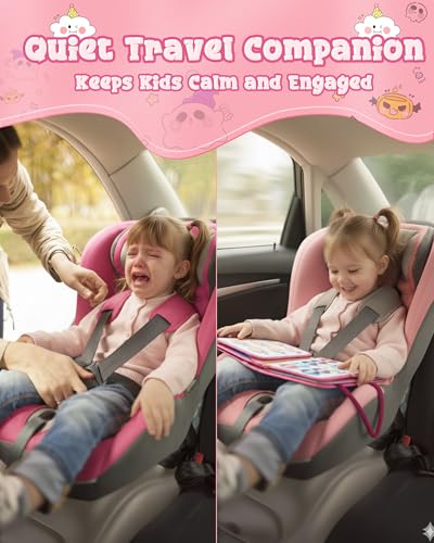 Image of Pink Montessori Busy Board for Toddlers,8-Page Sensory Activity Book for Fine Motor Skills & Basic Dress Learning, Portable Travel Toy for Preschool Kids, Portable Travel Gift for Preschool Girls