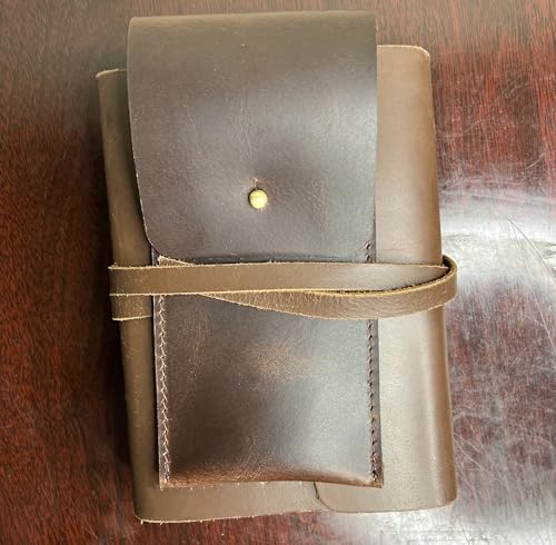Image of RUSTIC TOWN Leather Pen Case - Handmade Full-Grain Leather Pen Pencil Holder - Minimalist Pen Protective Sleeve Cover - Practical Pencil Pouch for Work & Office