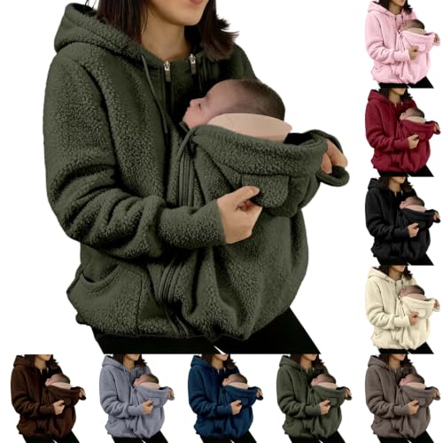 RODYETQQ Maternity Coat Winter Mom Cozy Thicken Coats Fleece Zip Jacket - image 1