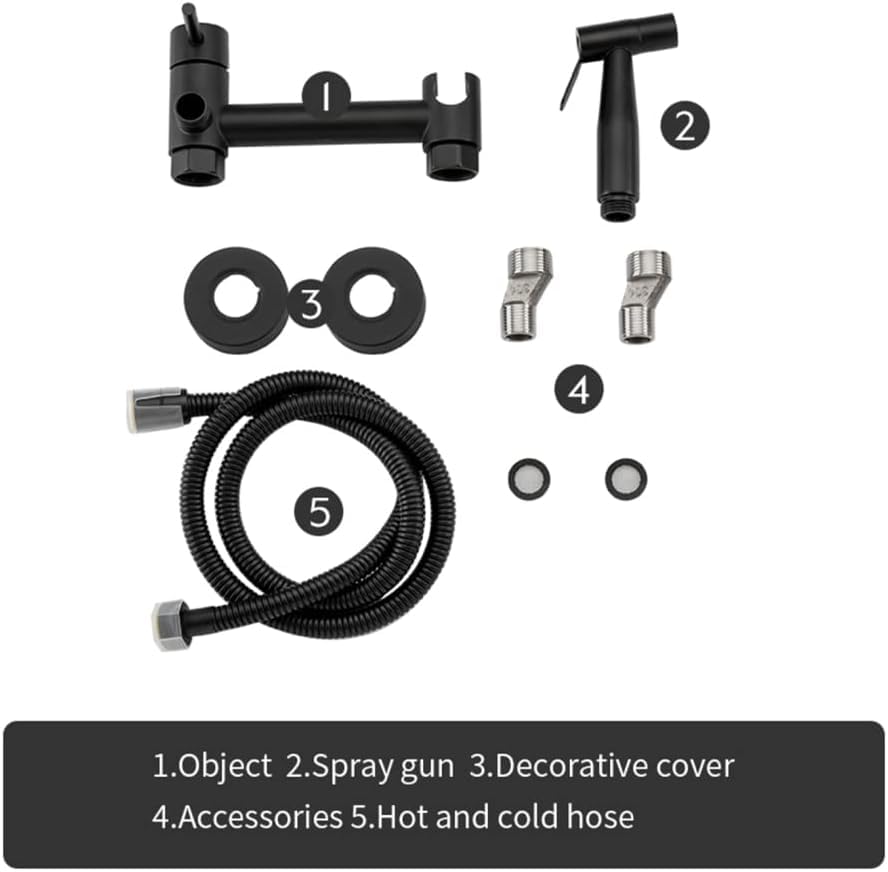 Toilet Bidet Kit - Matte Black Brass Handheld Bidet Sprayer - Hot and Cold Water Toilet Shower Head — view 5