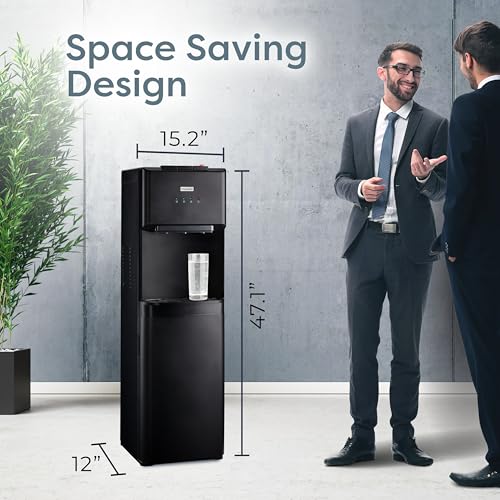 Image of Igloo Bottom-Loading Water Dispenser - Water Cooler Dispenser with Hot & Cold Temperature Settings- Electric Water Dispenser Fits 3- & 5-Gallon Jugs with Child Safety Lock for Home & Office Use- Black