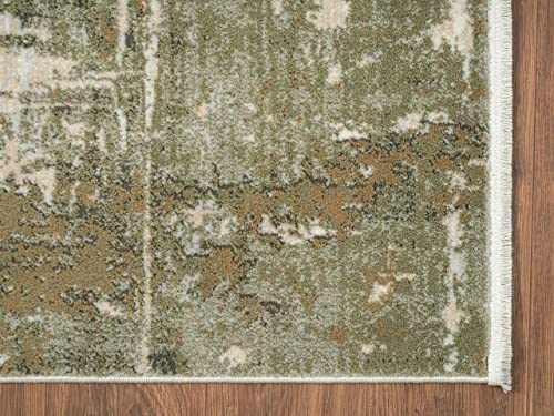 Tapete decorativo Abani Savoy 6' x 9' verde y crema miniatura 4