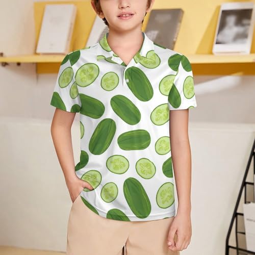 Boys' Classic Polo Shirts Short Sleeve Moisture-Wicking Golf & Tennis Shirts for Youth Teens Cucumber2