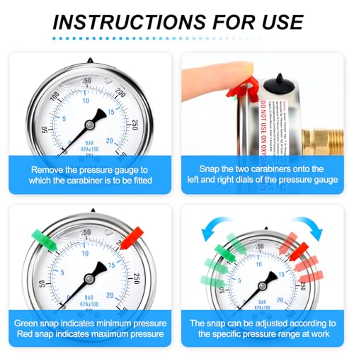 Image of MEANLIN MEASURE 0~300Psi Liquid Filled Pressure Gauge 1 /4 inch NPT 2.5 inch FACE DIAL Stainless Steel Glycerin Filled WOG Water Oil Air Back Mount (with 2PCS Snaps)