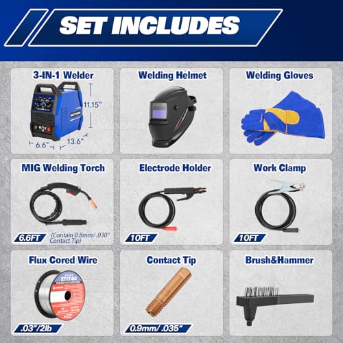 BILT HARD 135A 3-in-1 IGBT Inverter Welder, 110V Flux Core MIG/Lift TIG/Stick Welding Machine with Synergic Control, LED Display, 2T/4T/SPOT Modes & Full Kit (Solar Helmet, Gloves) - Image 5