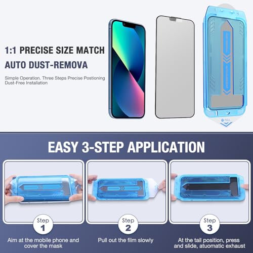 Image of 2-Pack Matte Screen Protector for for iPhone 16e /iPhone 14 /iPhone 13 Pro /iPhone 13 6.1-Inch 9H Tempered Glass, Full Coverage, Anti-Fingerprint, Auto Dust-Elimination, No Bubble, Easy Installation