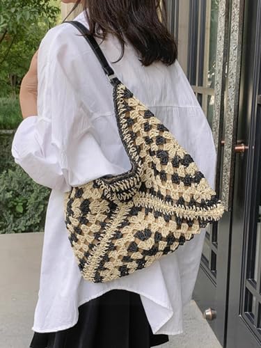 Bolso Hobo de Paja para Mujer Tote de Playa Grande miniatura 2