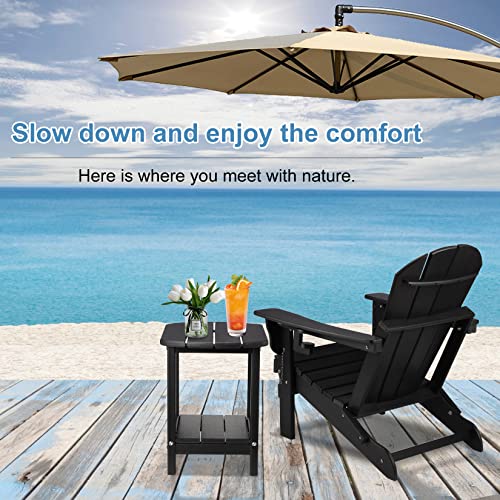 Rxoliotn Adirondack Outdoor Side Table, All-Weather Outside Patio Table, Indoor Accent Table, Small Poly End Tables For Patio, Porch, Pool (Black) #TOP3