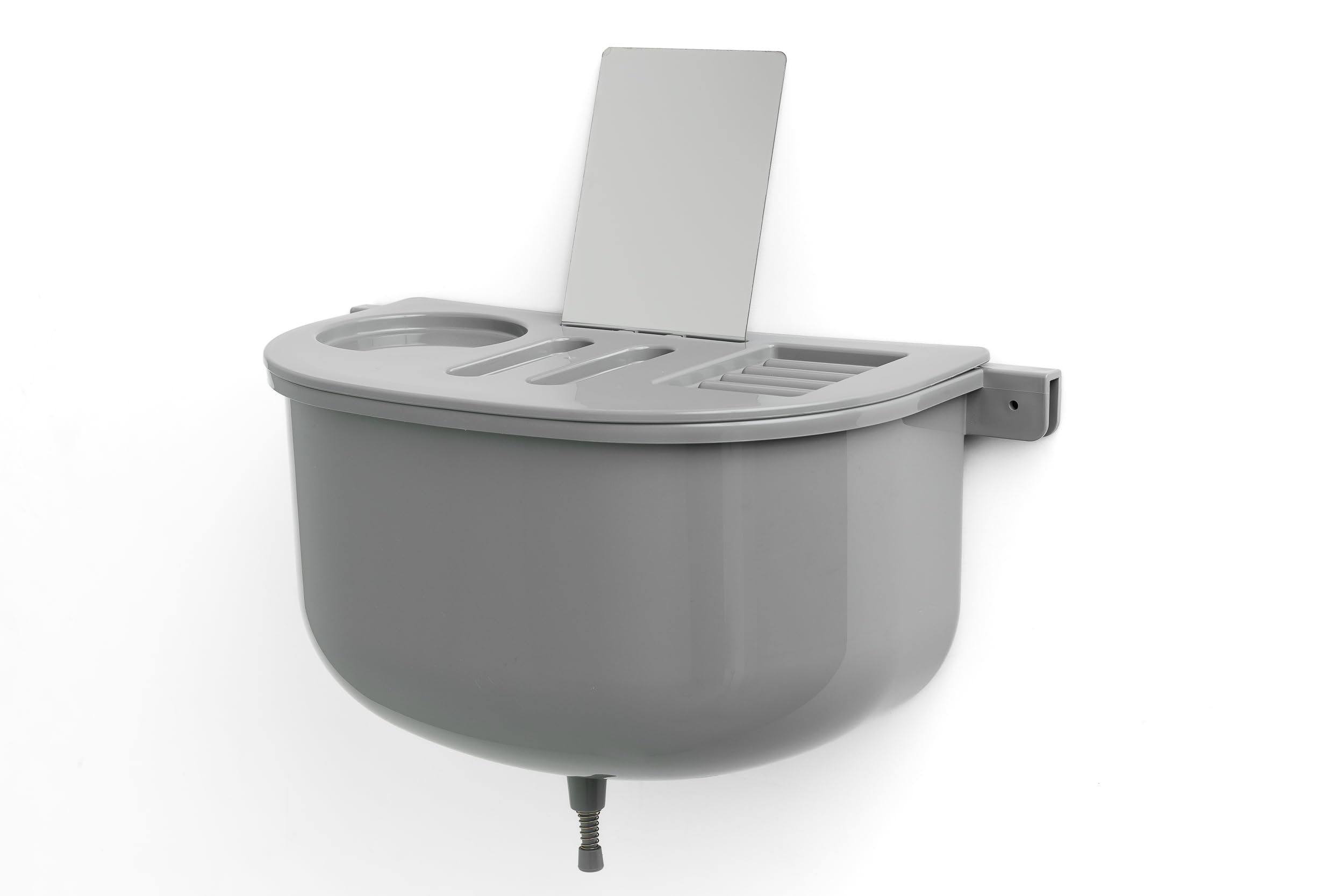 Wasserbehälter 10 l mit Deckel als Ablagefunktion und gratis Spiegel für Handwaschbecken Toilette Camping Keller Garten Baustellen WC, Made in Europe
