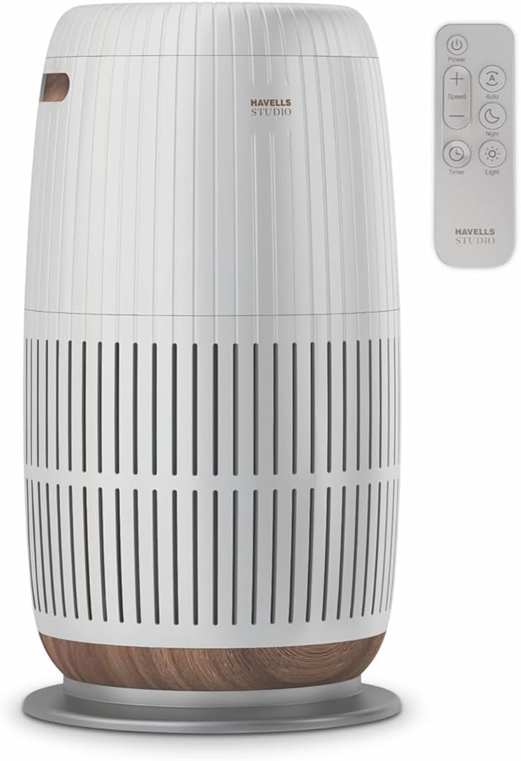 Studio Meditate AP250 Air Purifier for Home, AQI Display, Covers 377sqft, H14 HEPA Filter, Remote, WiFi & Voice Control, Removes 99.98%, PM2.5, 6 stages, 360deg filtration (Silver Satin)