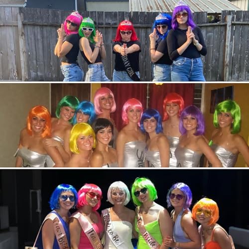 rose bud blue bob wig with fringe 12 inch short straight costume wigs for women cosplay party halloween