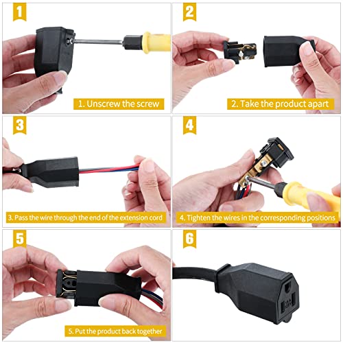 Image of Treela 20 Pcs Extension Cord Plug Replacement Female Extension Cord Ends 125v 15a 2 Pole 3 Wire Male and Female Connector Straight Plug Replacement Compatible with Nema 5-15r 1875w
