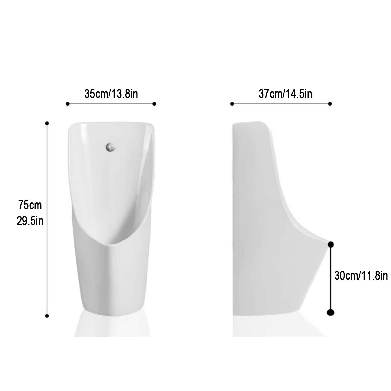 Orinatoio Commerciale con sensore Automatico, sciacquone da Uomo a Parete con valvola di Scarico con sensore, per Uomo, Anti-Goccia, per Uso Notturno, in Ceramica, per casa/Hotel (